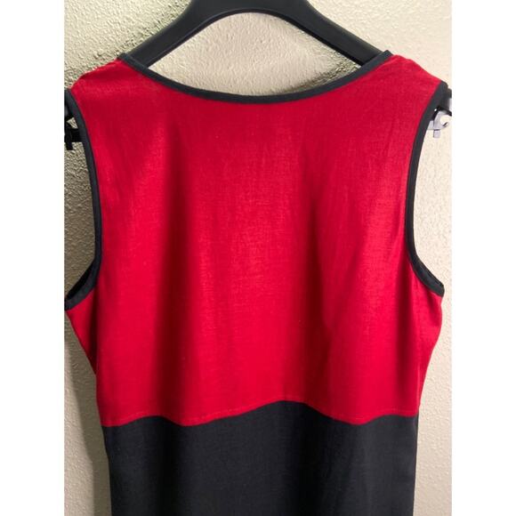 Ease Sport Vintage Women Red/Black Linen Blend Embroidered Florals Maxi Dress 10 - Picture 5 of 6